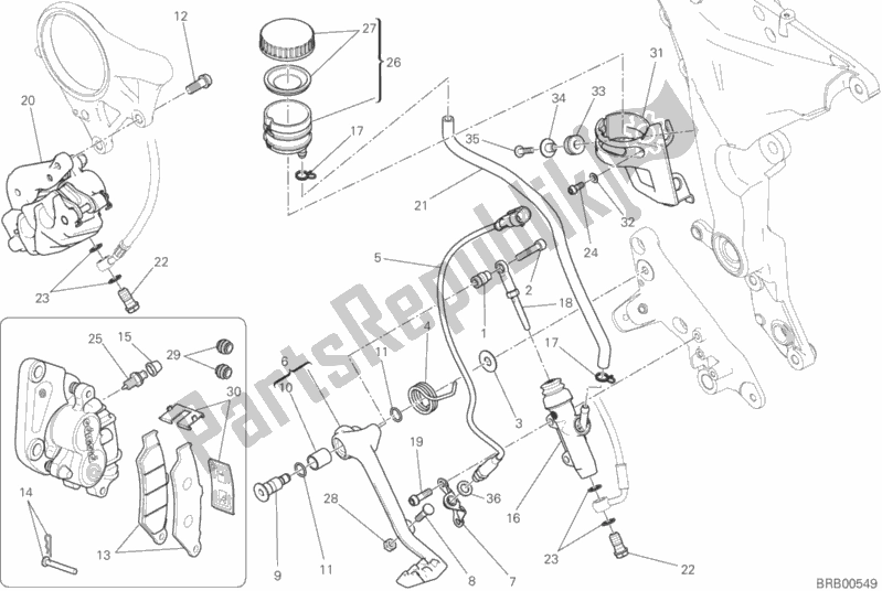 Todas las partes para Sistema De Frenado Trasero de Ducati Multistrada 1200 ABS Thailand 2018